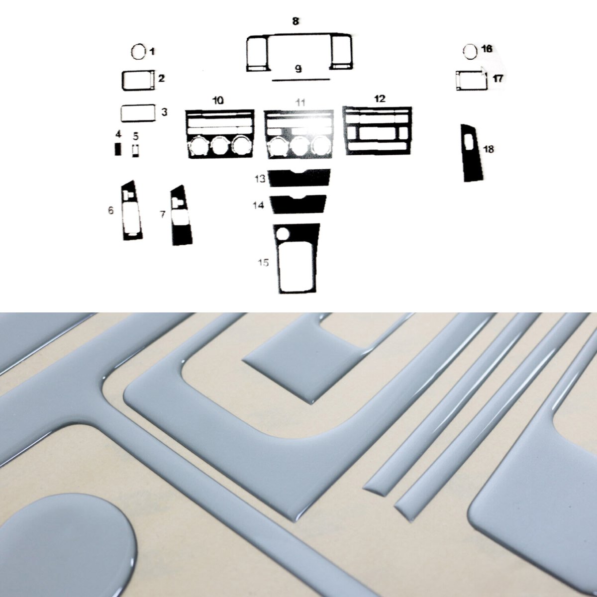 Toyota Corolla Dashboard Kit - Omac - 18 Pcs. (Alu.) - '03-'08